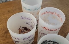 California Scenes 7 Mid-Century Libby’s Frosted Drinking Glasses