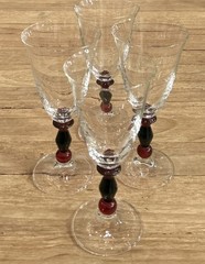 Set of 4 Mikasa FESTIVE Kensington Water Goblets Wine Glasses 7 3/4″ Red Green