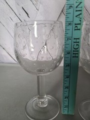 Bubbled Goblet Glasses Clear Set of 2 Heavy Weight Unmarked Not matched
