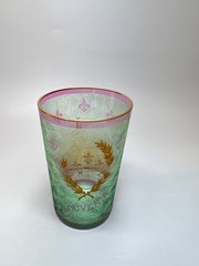 19c. Grand Tour Baccarat Cameo Cranberry Vaseline Glass Paris Beaker Cup Tumbler