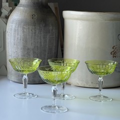 Nachtmann Traube Crystal Glasses Green Grape & Leaf Fine Bavarian Crystal (4)