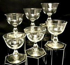 Libbey Rock Sharpe Starglow #8900 Cut #3003 Stem Champagne Sherbet(s) Set of 6