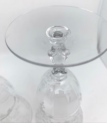 Set of 2 Cambridge Glass Etched Portia Clear Stemmed ICED TEA GOBLETS 7-1/2″H