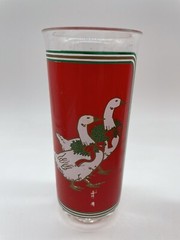 Vintage Culver Plastic Highball Glasses Goose Red Christmas Holiday Ducks Set 6