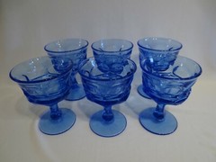 SET OF 6 FOSTORIA ARGUS BLUE CHAMPAGNE/SHERBET GOBLETS FOR THE HENRY FORD MUSEUM