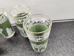 Set of 4 Vintage Wedgwood Jasperware Jeanette Green Hellenic 5″ Drinking Glasses