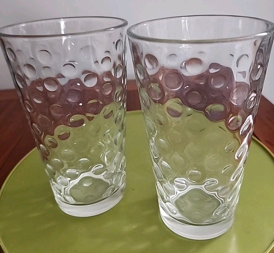 Libbey Hobnail Clear Drinking Glasses/Tumblers Dots Set Of 2 6″ By 3.5″ MCM