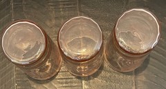Vintage Pink Depression Glass Juice Glasses – Etched Floral Design – Set of 3