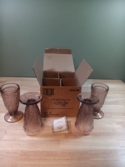 Vintage Tiara Glass Plum Amethyst Purple Iced Tea Goblets Home Interior Box
