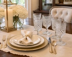 Vintage Set Of 4 WEXFORD 6 3/4” WATER Goblets By Anchor Hocking 8 oz