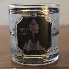 Vintage MCM 22k Platinum Culver Black Silver Sequoia Mt Whitney Souvenir Glass