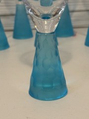 Vintage Artland Prescott Aqua Cordial Glasses Set of 8 Frosted Ice Blue 4.25″