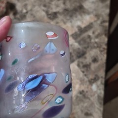 Hand Blown Art Glass Tumbler Multicolor Decorative Signed Glossy Finish