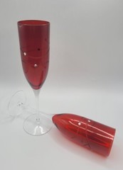 Royal Scot Hand Cut Crystal Ruby Diamante Champagne Glasses • Swarovski Elements