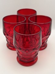 Anchor Hocking 4″ Ruby Red Georgian Tumblers Set of Four | Vintage