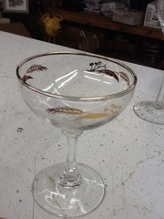 Vintage MCM Homer Laughlin Gold Leaf Prairie Gold Wheat Pattern Champagne Coupe