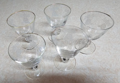 Vintage Libbey Queen Esther Etched White Rose Sherry Glasses – Set of 5