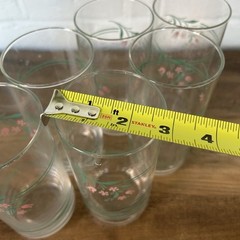Lot 6 Vintage Corning Corelle Drinking Glasses Rosemarie Tulip Tumblers 16 oz