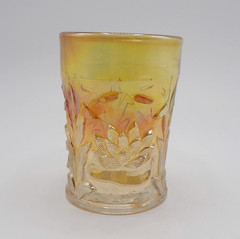 Water Lily & Cattails Marigold by Fenton Flat Tumbler Cup