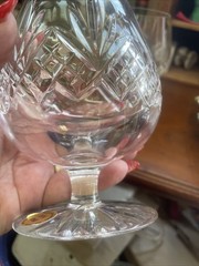 Pair Vintage Czech Bohemian Crystal Brandy Snifters JB Joseph Blazek