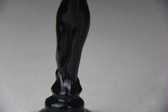 2 CAMBRIDGE Glass Company Ebony Black Statuesque Nude Stem Cocktail Wine Glasses