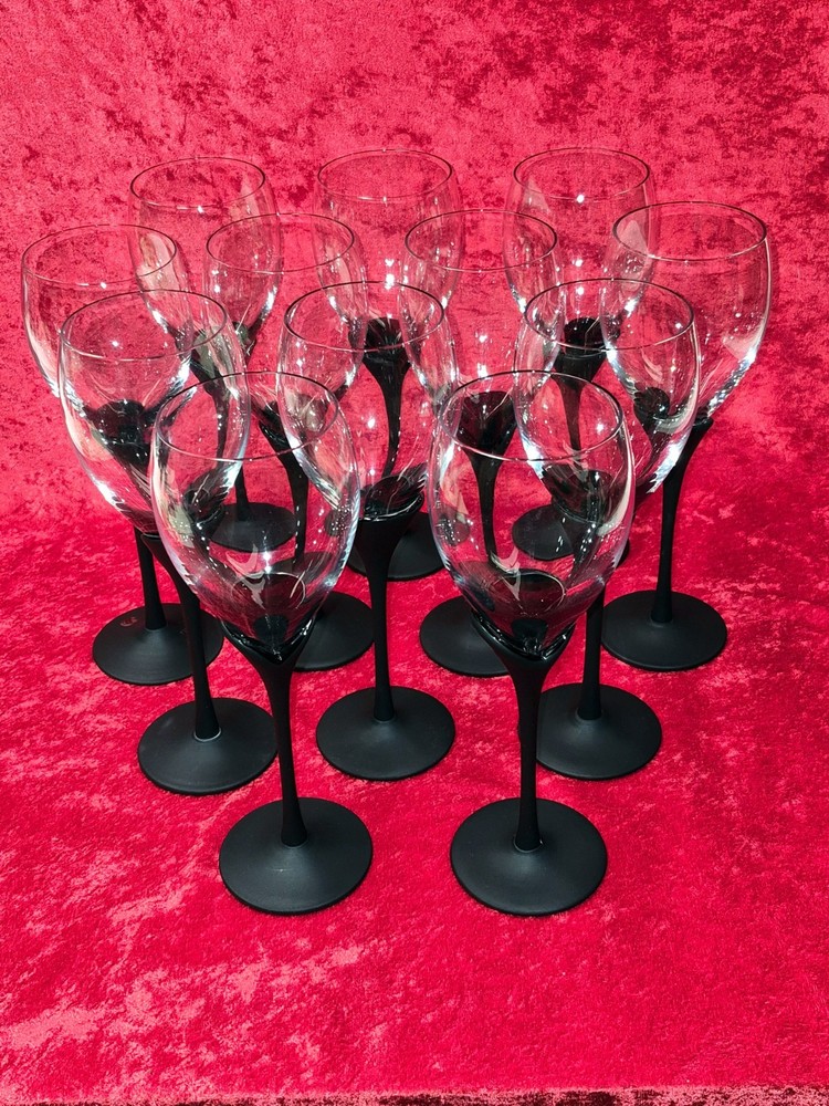 Set of 2 Mikasa RARE Matt Alexandra Black Tulip Stemware Wine Glasses 12 Availbl