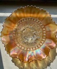 2 Pretty Orange Iridescent Marigold Windflower 8 3/4″ Ruffled Edges Carnival