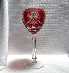 NACHTMANN SCHLIFF SCHLEUDER STYLE WINE GLASS PINK CUT TO CLEAR CRYSTAL BOHEMIAN