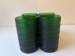 Emerald Green Hobnail Bubble Glass Tumbler 12oz Jupiter Style Barware