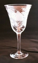 Royal Brierley Fuchsia Crystal Claret Wine Glasses Set of 2 Etched Floral