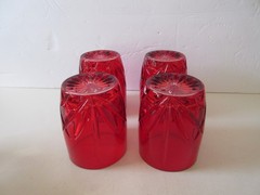 Set of 4 Waterford Crystal Marquis Brookside Red Double Old-Fashioned Glasses