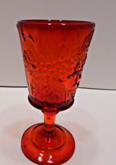 L.G. Wright Ruby Red Glass Strawberry & Currant 1) Goblet 1) Wine Glass Fenton