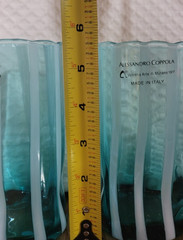 2 Alessandro Coppola Arte di Murano Italy Teal Glass Tumblers NEW