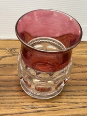 Tiffin Glass Kings Thumbprint Ruby Red Flash Flat Juice Glass Set Of 4