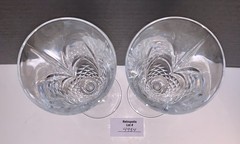 2 Cristal de Flandre Salzburg Crystal Cut Glasses Champagne Flutes