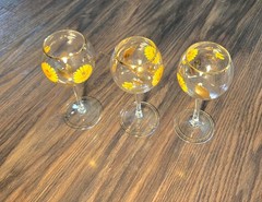 CRYSTAL CLEAR INDUSTRIES Vintage Romanian Hand-Painted Wine Glasses (Three)
