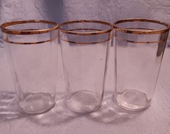 Vintage Libbey Gold Gilt Band Set Of 6 Tumbler Glasses