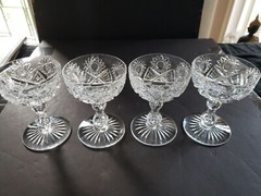 4 champagne glasses sherbet, Brilliant Period Cut Crystal Val St Lambert 3157/17