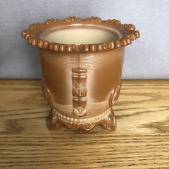 VINTAGE GREENTOWN DEWEY CHOCOLATE SLAG GLASS FOOTED SUGAR BOWL