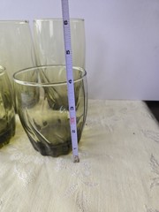 8 Vintage Libbey Crisa Olive Green Swirl Twist Drinking Glasses Tumblers 2 Sizes
