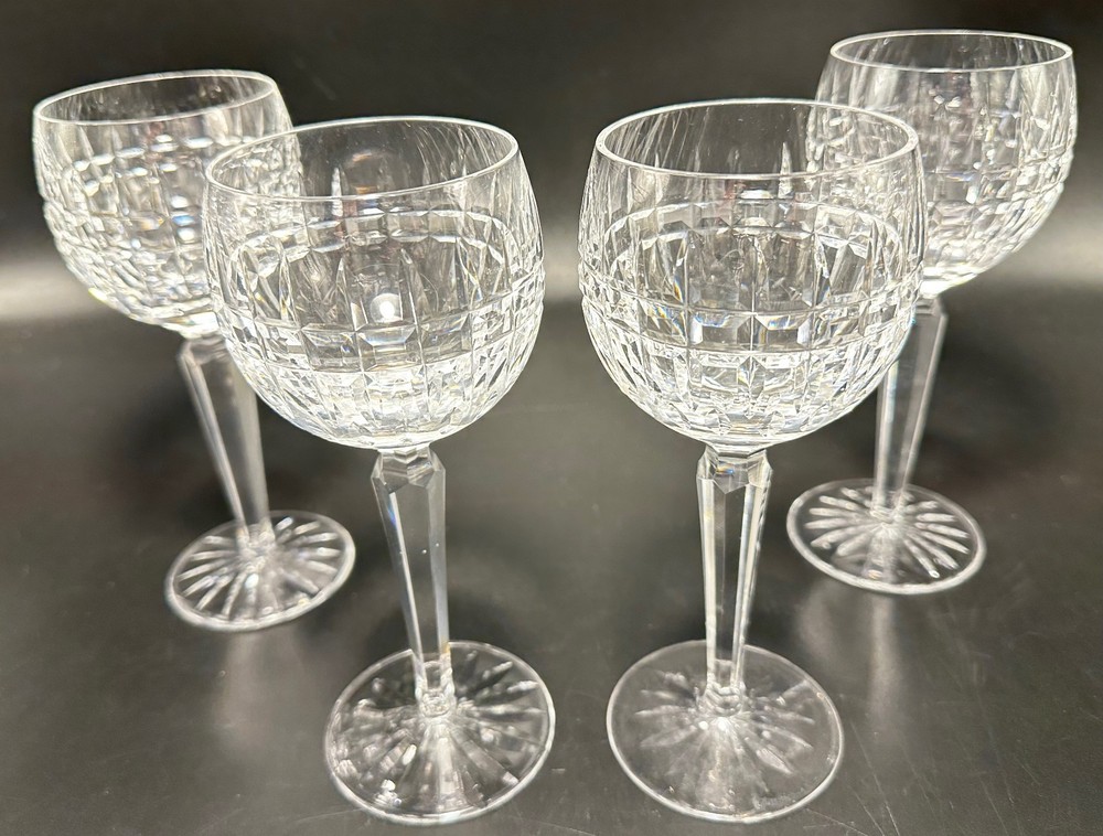 Waterford Glenmore Four 7 3/8″ Wine Hock Stems Exc Condition Free Shipping
