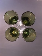 Green Champagne Flutes Glasses Set Of 4 Clear Stem 8.5″ Tall