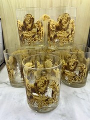 Vintage Lions Pride Family Old Fashioned Double Rocks Tumblers Set 9 Tastesetter