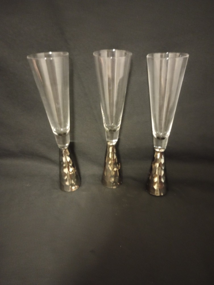 Z Galleries Midas Silver Champagne Flutes-Set Of 3