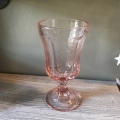 Vintage Indiana Glass Pink Madrid Recollection 6 1/2″ Water Goblet