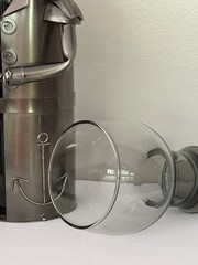 6 Vintage Federal Glass SUNDOWN Smoke Gray Pedestal Goblets, Retro Barware 1960s