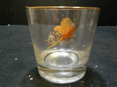 Vintage (9) Piece Virginia Glass Pheasant Old Fashioned Pitcher Set Excellent