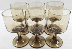 6) Libbey Tawny Accent Wine Glass Set Vintage Table Drink Bar Stemware Retro Lot