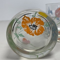 Dorothy Thorpe Hand Painted Poppy Daffodil Spring Flowers Floral Glasses 10 oz