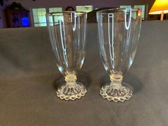 VINTAGE TALL BOOPIE ANCHOR HOCKING BUBBLE BEADED BASE SET OF 2 GLASSES